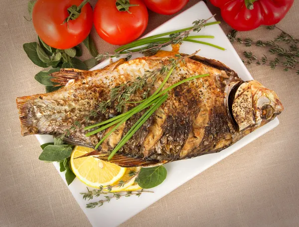 Fried fish crucian, carp — Stock Photo, Image