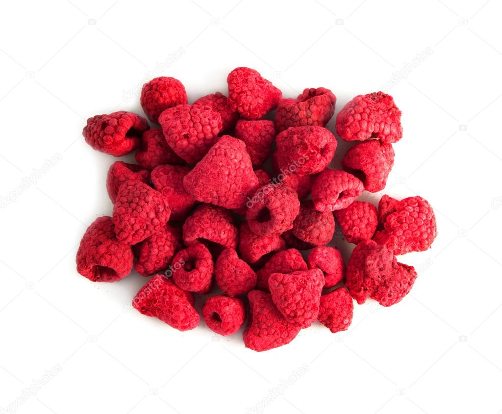 Freeze-dried berries, raspberries, isolated