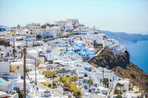 Şaşırtıcı benzersiz panoramik Firostefani, santorini köyün — Stok fotoğraf