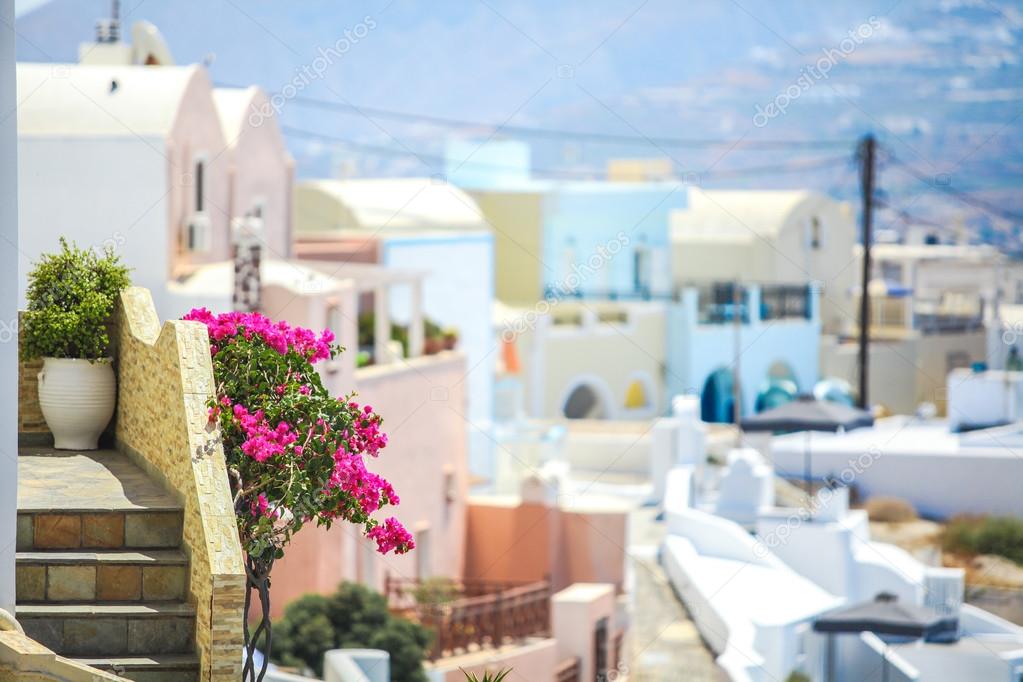 Charming view of small village in Santorini, Greece