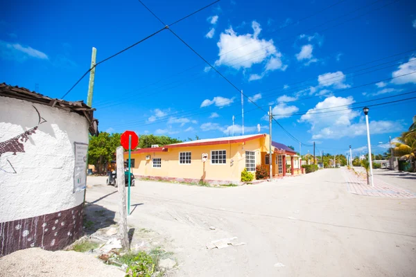 Sandy street in an exotic country on the Mexican island — Stock Photo, Image