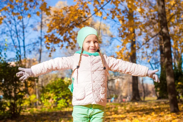 Piccola ragazza felice nel parco autunnale — Foto Stock