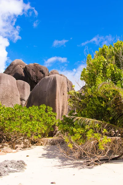 Gran costa rocosa lisa en Seychelles — Foto de Stock