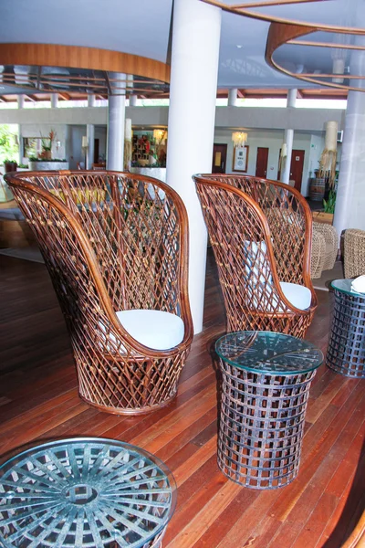 Large wicker chairs in the lobby — Stock Photo, Image