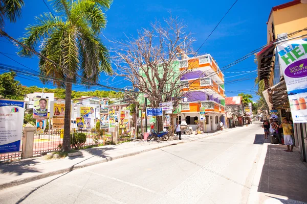 Sandy street in an exotic country on the Boracay island — Stock Photo, Image