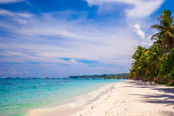 Praia tropical perfeita com belas palmas e areia branca — Fotografia de Stock