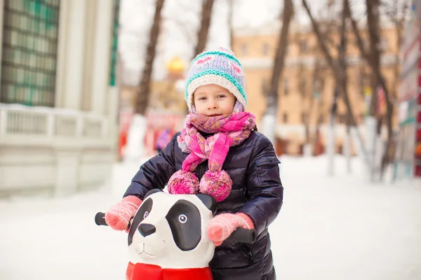 Portrait of adorable little girl on skating rink — Stock Photo, Image