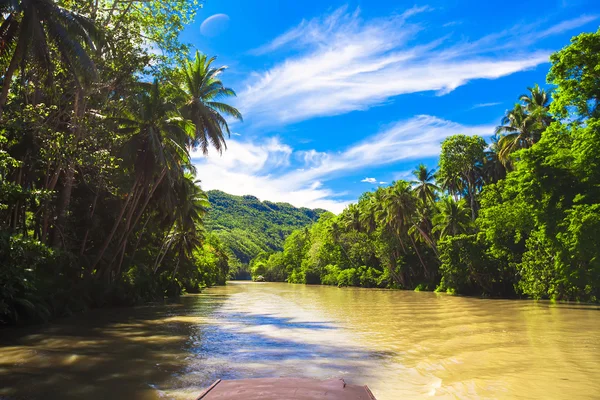 Tropical Loboc river, cielo blu, Bohol Island, Filippine — Foto Stock