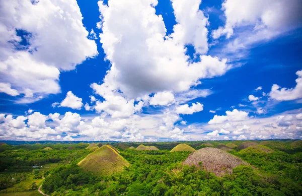 Green unusual Chocolate Hills in Bohol, Philippines — Stock Photo, Image