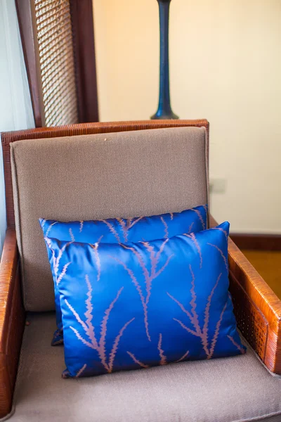 Close up of decorative pillow natural fabric — Stock Photo, Image
