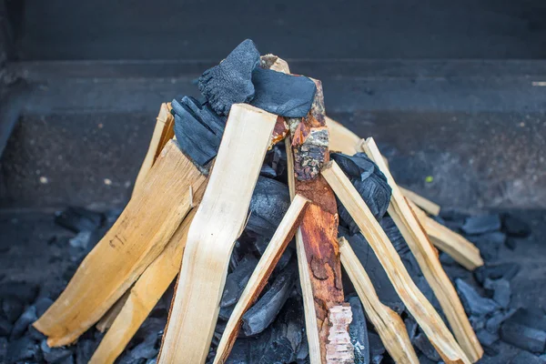 Vértes lövés kemping kandalló barbecue — Stock Fotó