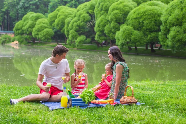 Happy family picnicking in the park — Stock Photo, Image