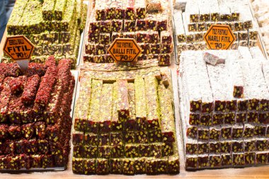 Traditional Turkish sweets on Egyptian bazaar of Istanbul clipart