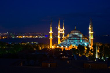 istanbul, Türkiye, sultanahmet bölgesinde gece Sultanahmet Camii