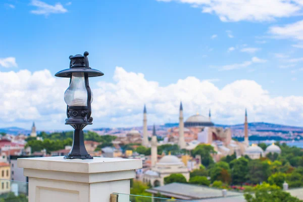 Incredible beautiful view of Hagia Sophia from hotel terrace — Stock Photo, Image