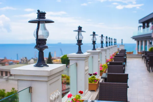 Belo terraço com vista maravilhosa para o antigo bairro, Istambul — Fotografia de Stock