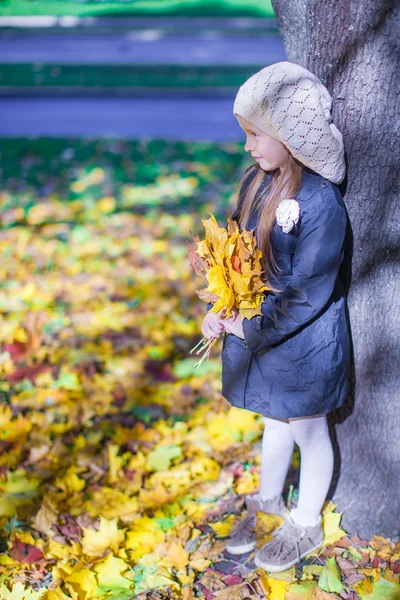 Niedliches kleines Mädchen an warmen, sonnigen Herbsttag im Freien — Stockfoto