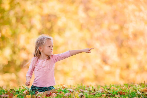 Adorable petite fille à la belle journée d'automne en plein air — Photo