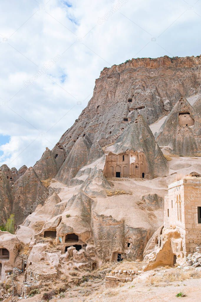 Cave formations in Cappadocia, Turkey. Selime is town at the end of Ihlara Valley. The Monastery is one of the largest religious buildings.
