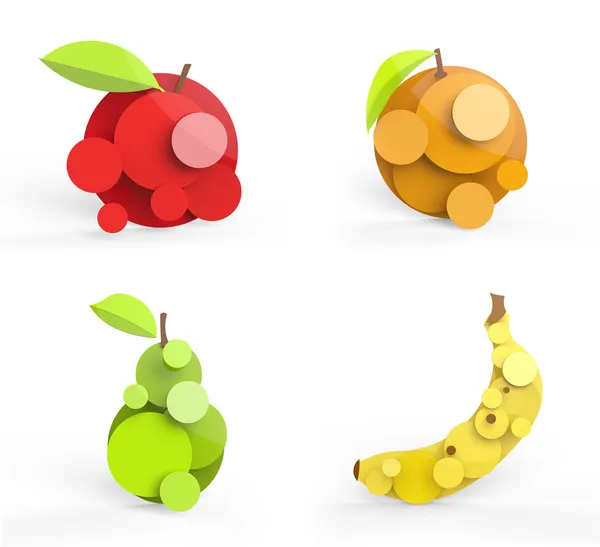 Cuatro frutas estilizadas ilustración —  Fotos de Stock