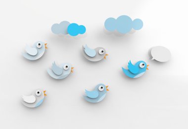 Tweeting birds and followers clipart