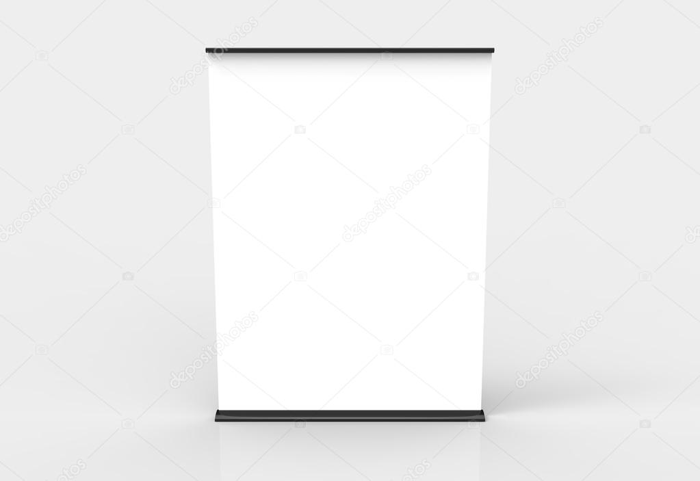 Blank roll-up poster banner displays