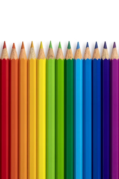 Color pencils line isolated on background. Close up.