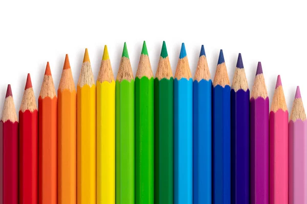 Color Pencils Convex Curve Isolated Background Close — Photo