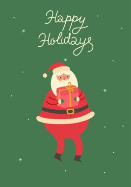 İçinde Noel Baba olan bir Noel kartı. Vektör resmi.