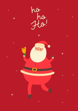 İçinde Noel Baba olan bir Noel kartı. Vektör resmi.