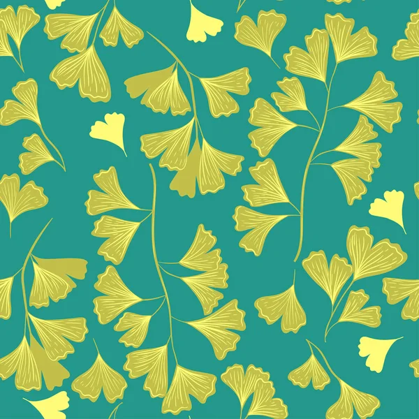 Modèle Sans Couture Avec Des Branches Des Feuilles Ginkgo Image — Image vectorielle