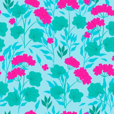 Sardunya çiçekleriyle kusursuz desen. Vektör resmi.