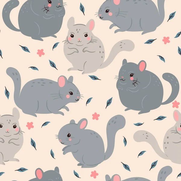 Modèle Sans Couture Avec Des Chinchillas Mignons Image Vectorielle — Image vectorielle