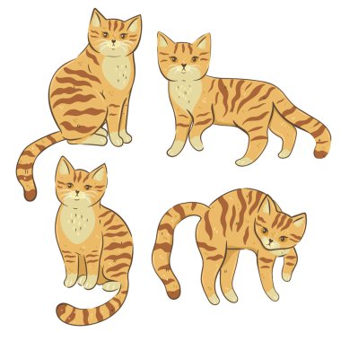 Set of sand dune cats isolated on white background. Vector image.