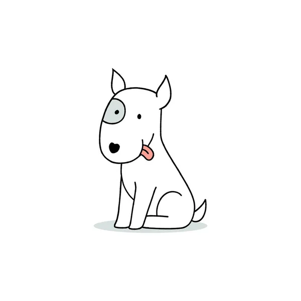 Симпатична Карикатура Бультер Єрного Собаки Сидить Рука Намальована Векторна Ілюстрація — стоковий вектор