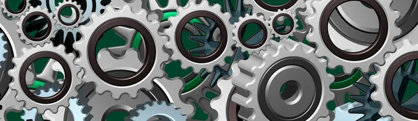 Cogs and gear wheel mechanisms banner. Hi-tech digital technology and engineering. Abstract technical background. High quality illustration