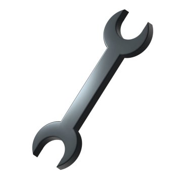 Metal bir anahtarın beyaz arka planda izole edilmiş üç boyutlu görüntüsü. Yüksek kalite fotoğraf