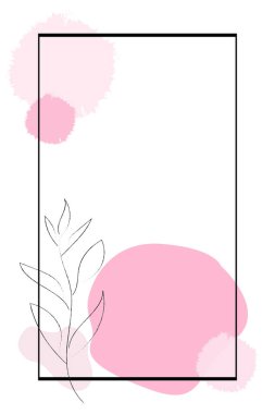 Yaprak filizi ile basit modern tarzda metin için yer alan vektör arkaplan ve çerçeve şablonu. El yapımı düğün davetiyeleri, tebrik kartları, sosyal medya duvar kağıtları. Vektör