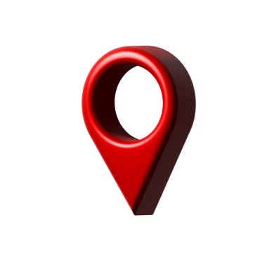 Kırmızı pin 3D haritaları. Konum haritası simgesi. Vektör illüstrasyonu
