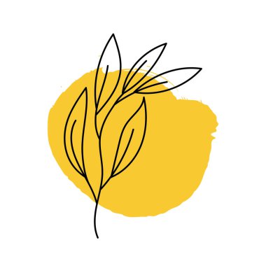 Zarif sürekli çizgi çizimi. Geometrik şekilli arka planda en az sanat çiçeği. Vektör illüstrasyonu