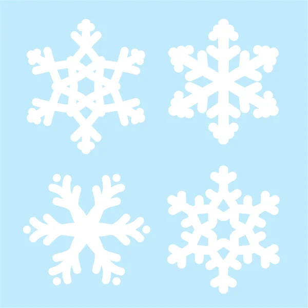 Set White Snowflakes Icons Template Snowflake Winter Vector Blue Background — Stock Vector