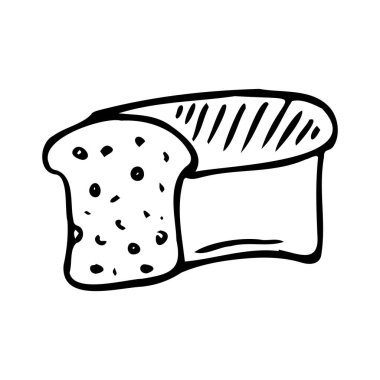 Handdrawn doodle bread icon. Hand drawn black sketch. Sign symbol. Decoration element. White background. Isolated. Flat design. Vector illustration. Vector illustration