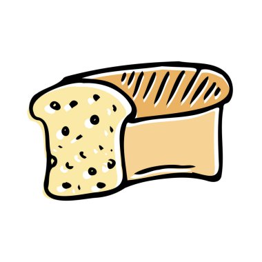 Bread, bakery icon, sliced fresh wheat bread isolated on white background. Vector illustration