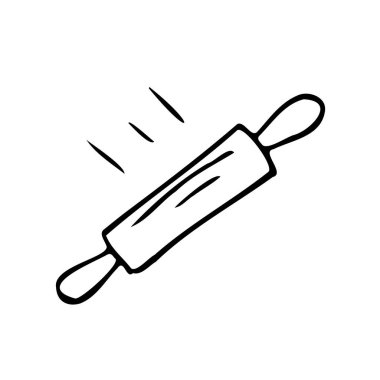 Rolling pin icon vector flat doodle cartoon style. Isolated on white background. Vector illustration
