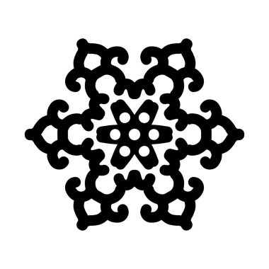 Silhouette snowflake black icon, vector sign symbol winter. Vector illustration