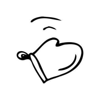 Kitchen mitten icon. Glove utensil hand draw style vector. BBQ mitten. Sketch. Overalls to protect hands from burns. Vector illustration