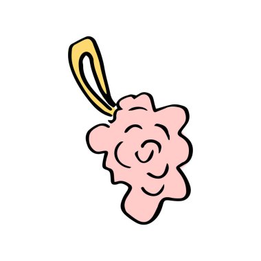 Cesedi yıkamak için banyo pembe bezi. Vektör illüstrasyonu izole edilmiştir. Tasarım için tırman. Vektör illüstrasyonu