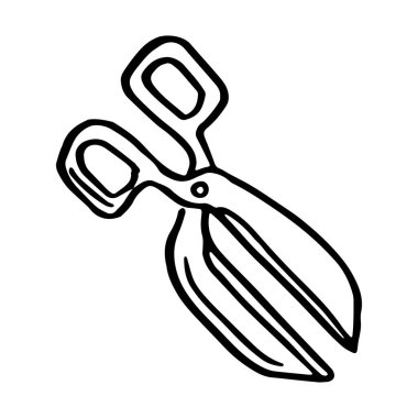 Elle çizilmiş makas. Robot resim. Beyaz bir arka planda izole edilmiş. Vektör illüstrasyonu