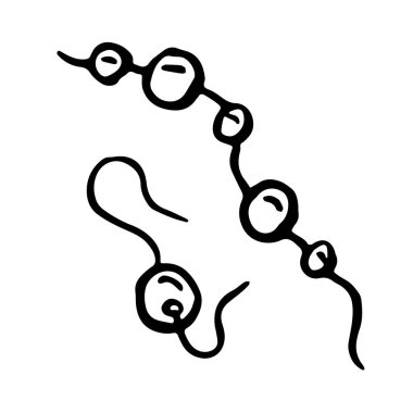 Boncuk işlemeli, boncuklu el yapımı çizgi ikonu. Kumaşa cam boncuklar dikmek için iplik. Vektör illüstrasyonu