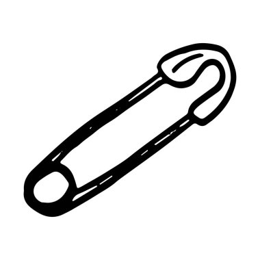 İğne, dikiş ve dikiş için kıyafet aksesuarı, vektör karalama çizimi. Vektör illüstrasyonu